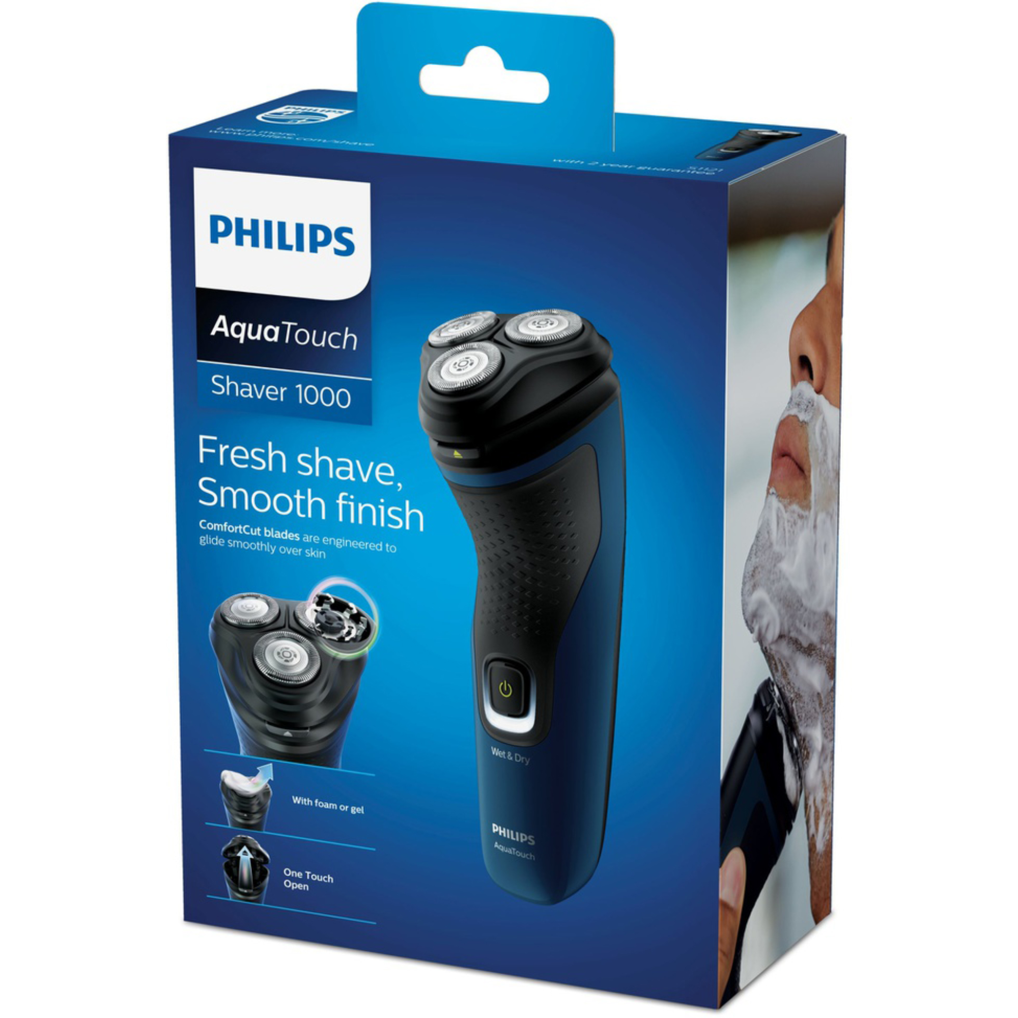 voorspelling Het formulier Hoe dan ook Philips 1000 series S1121/41 AquaTouch Roterend scheerapparaat Blauw Zwart  - GotDeal