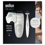 Braun Silk-épil 5 5-825 Epilator Voor Zachte Ontharing, Wit/Grijs - Afbeelding 5