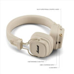 Marshall Major V Bluetooth On Ear Headphones Wireless White Cream - Image 12